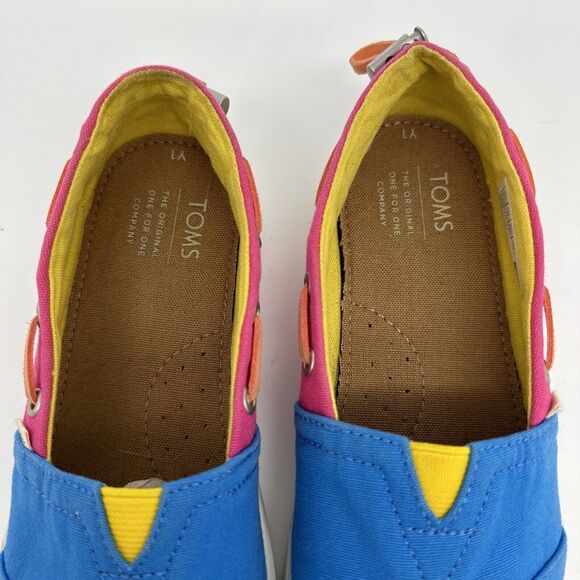 Youth Girls Toms Bimini Two-Tone Magenta Block Canvas Slip On Shoes Y1 - Picture 3 of 5